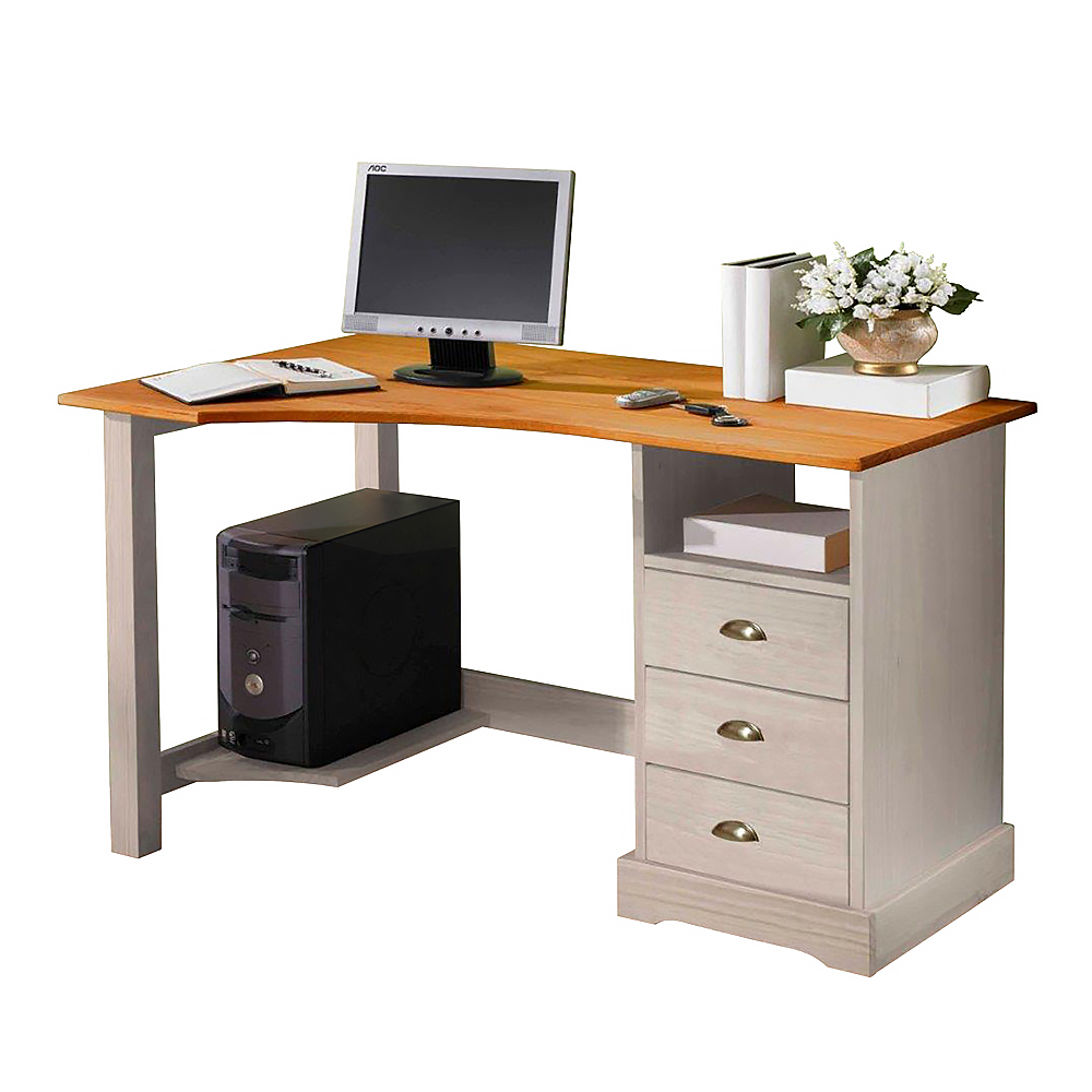 Corner Desk - White & Honey